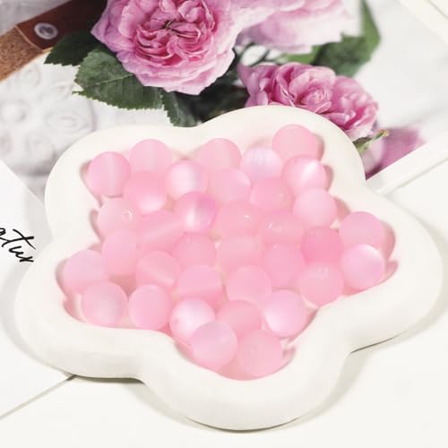 25pcs Resin Transparent Frosted Beads 16mm Cat Eye Circular Rubber Bead Spacer Bead DIY Making Friendship Bracelet Phone Chain Keychain Pen Beads Accessories (Pink) - color: Pink