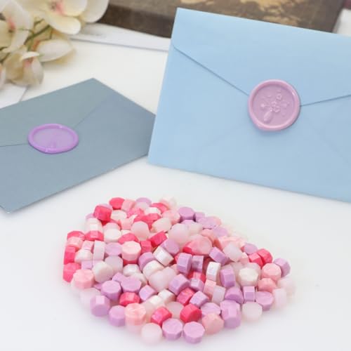 250Pcs Pink Mix Sealing Wax Beads for WaxSeal Stamp, Green WaxSeal Beads Set with 5 Colors Perfect for Gift Sealing, Letter Wax Sealing (250, Pink Mix) - color: Pink Mix
