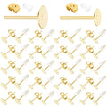 Earring Posts Stainless Steel, Flasoo 1200Pcs Hypoallergenic Earrings Posts and Backs, Gold Flat Pad Ear Ring Studs with Clutch for Earring Making and DIY Stud Earring Supplies - color: Gold
