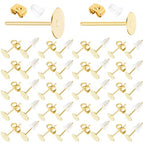 Earring Posts Stainless Steel, Flasoo 1200Pcs Hypoallergenic Earrings Posts and Backs, Gold Flat Pad Ear Ring Studs with Clutch for Earring Making and DIY Stud Earring Supplies - color: Gold