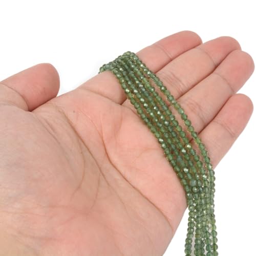 3mm Green Apatite Faceted Gemstone Round Loose Beads Strand 15.5-16" DIY Jewelry Making - color: Green Apatite