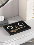 Drawer Jewelry Organizers And Storage,Velvet Bracelet And Ring Display Small Tray,Dresser Jewelry Drawer Organizer Inserts Containers,Earring And Necklace Holder Box (Black Blank Trays) - style: Black Blank Trays