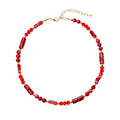 Elisheva Natural Stone Choker Necklace for Women, Boho Natural Emperor Jasper Stone Lace Agate Beaded Crystal Necklace, Gemstone Jewelry Gift for Her - style: red emperor stone choker