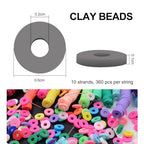 MIIIM 3600 PCS 10 Strands Polymer Clay Beads for Jewelry Making, Vinyl Heishi Beads 6mm for Surfer Bracelets Necklace Making (Grey) - color: XN01-Grey
