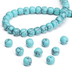 BEADIA Natural Blue Turquoise Flat Cut Round Drum Stone 8mmx7mm Loose Semi Gemstone Beads for Jewelry Making 38cm - color: Blue Turquoise