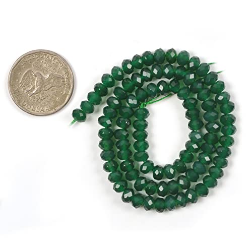 6mm Green Agate Faceted Rondelle Loose Beads Jewelry Making DIY Bead 16 Inch - color: Green Agate