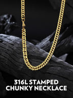 Bandmax Cuban Link Necklace for Men, Stainless Steel Chain, 5/7/10/13.5mm - color: e. 5mm Gold, size: 26 inch