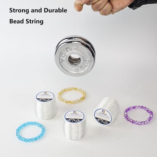 LUSTEMBER 0.8 mm Stretchy Bracelet String, 3 Rolls Durable Elastic String, Clear Bead Cord for Bracelets, Necklaces, Beading, and Jewelry Making (300 m) - size: 0.8mm