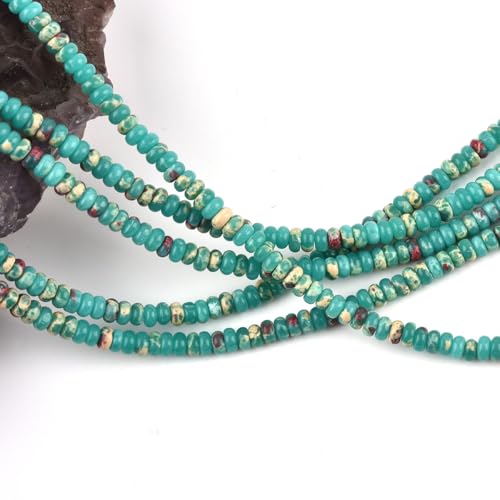 150pcs 4x2mm Green Jasper Disk Rondelle Spacer Stone Semi Precious Gemstone Loose Beads for Jewelry Making 15 Inch - color: Green Jasper