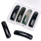 BEADIA Natural Curved Moss Agate Stone Beads 36x10mm 4pcs for DIY Bracelet Jewelry Making - color: Moss Agate