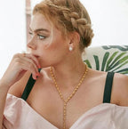 Aobei Pearl 18K Gold or Platinum Long Chain Necklace for Women Chunky Statement Chain Link Necklace Adjustable Geometric Open Chain Layering Jewelry - color: 18K Gold Plated Knotted Chain