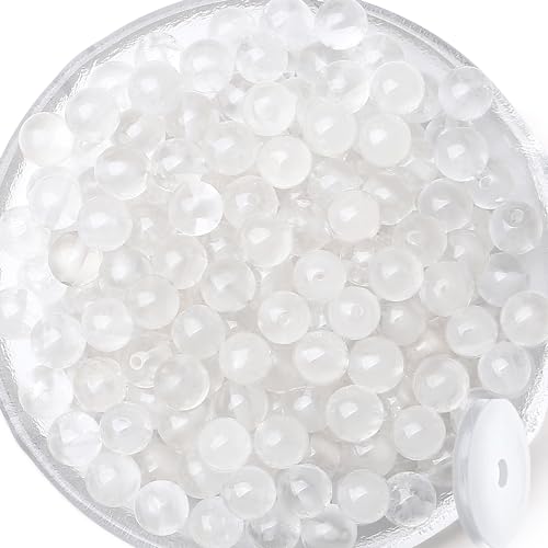 QINJIEJIE 60PCS Clear Crystal Beads 8mm Natural Stone Beads Round Loose Gemstone Bead for Bracelet Beading Crystal Jewelry Making DIY Necklace Earrings 0.32" - color: Clear Crystal, size: 60PCS