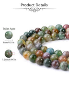 Jovivi 8mm Round Indian Agate Gemstone Beads, 96pcs Energy Healing Crystals, Polished Smooth Stone Beads for Jewelry Making - color: Indian Agate