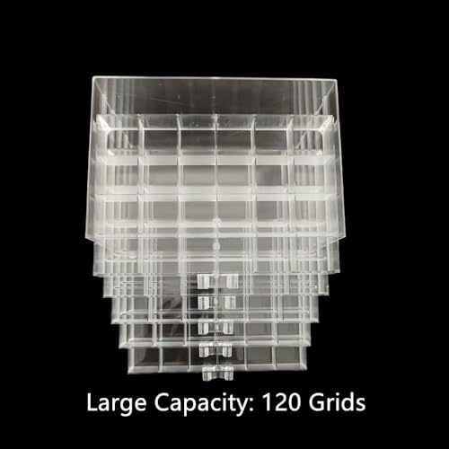 Clear Acrylic Jewelry Organizer Box with 5 Drawers 120 Grids, Dustproof Transparent Jewelry Display Stand Storage Case Holder with 120 Small Compartments for Women Ring Necklace Bracelets Earring