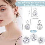 Beebeecraft 50Pcs 3.5mm Tiny Clear Crystal Charms 925 Sterling Silver Plated Cubic Zirconia Rhinestone Pendant Charms for Jewelry Making DIY Earring Necklace Bracelet - color: Silver
