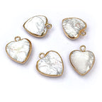 QSLLER 8 PCS Heart Shaped Natural Stone Pendants Healing Chakra Reiki Love Stone Charm Bulk for Jewelry Making - color: Mixed Colors