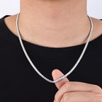Fiusem Flat Box Chains for Men, 2.5/3/4/4.5/5mm Silver Tone Box Chain Necklace, Stainless Steel Necklaces for Men and Women 16-28 Inches, Jewelry Gift - size: 16 Inches, style: Silver 4MM