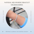 Faceted Bracelet for Women, Certified 925 Sterling Silver with 18K Gold Vermeil Healing Crystal Bracelets for Women - Crystals and Healing Stone Bracelet Women Jewelry for Gift - color: Aquamarine