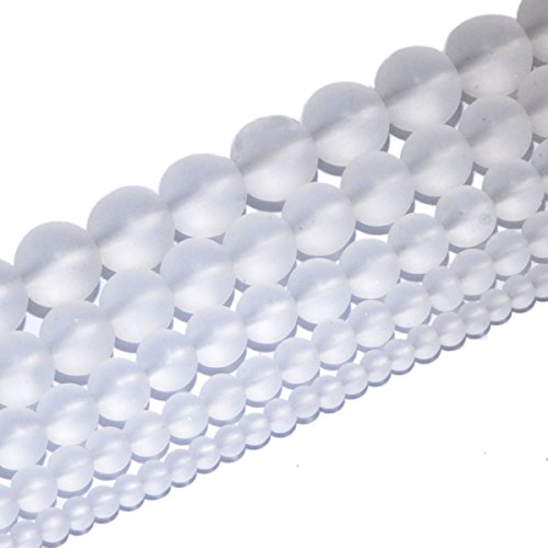 AD Beads Beautiful Natural Matte Gemstone Round Spacer Loose Beads 4-12mm (4mm, 03 Matte Clear Crystal) - color: 03 Matte Clear Crystal, size: 4mm
