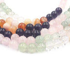 6 8 10 12mm Natural Mixed Carnelian Crystal Amethyst Rose Quartz Prehnite Round Jewelry Loose Gemstone Beads Strand 15" Natural Stone for Necklace Bracelet DIY Design - size: 12mm