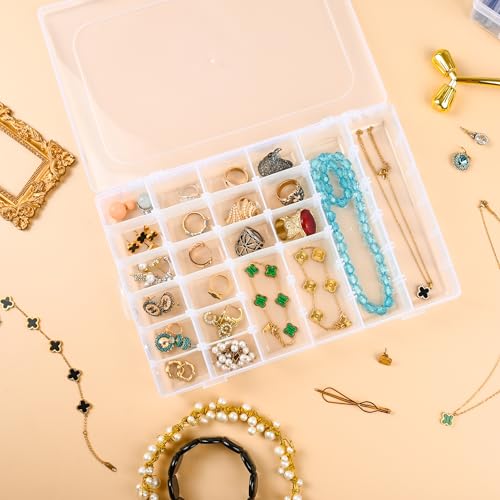 Plastic Organizer Container Box,36 Large Grids Clear Plastic Organizer Box with Adjustable Dividers Craft Organizers (Clear-4pack-144 Grids) - color: Clear-4pack-144 Grids