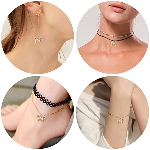 Crystal Zirconia Gold Plated Brass Charms for Jewelry Making Bracelet Necklace Earring Pendant Craft Supplies DIY Accessories - color: Butterfly-White-5Pcs