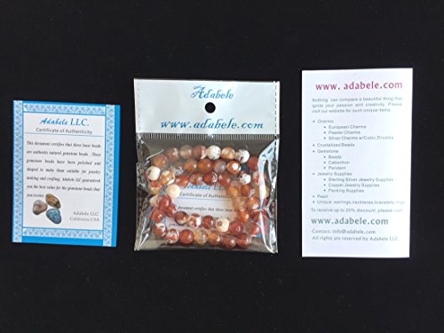 120pcs Adabele Natural Faceted Red Fire Agate Healing Gemstone 6mm (0.24 Inch) Round Loose Beads Gem Stone Spacer for DIY Craft Jewelry Making GH4-6 - color: Faceted Red Fire Agate, size: 6mm (120pcs/2 strands)