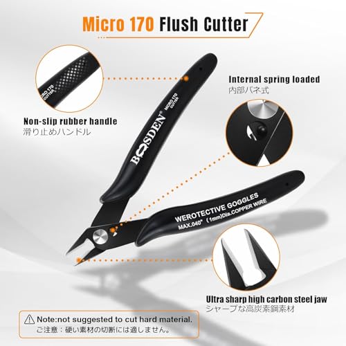 Mini Jewelry Pliers Set - 5 Inch Needle Nose & Flush Wire Cutters - Spring Loaded Precision Pliers for Jewelry Making, DIY Crafts, Model Building, Electronics - size: 5" Flush Cutter+5" Needle Nose