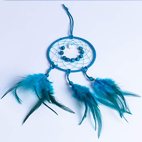 DIY Dream Catcher Beginner Kit, Making Dream Catcher Supplies Include Metal Hoop, Feathers, Faux Suede Cord, Thread, Wood Beads (Indigo) - color: Indigo