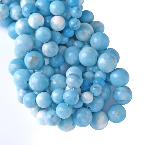 32pcs 12mm Larimar Beads Natural Gemstone Round Loose Beads for Jewelry Making Energy Crystal Healing Power - color: Blue Larimar Stone, size: 12mm
