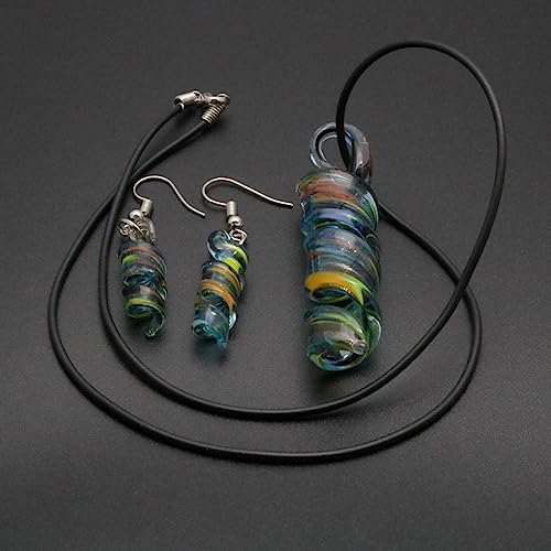 Glass Water Drop Shape Glaze Spiral Dangle Earrings Lampwork Handmade Glass Bead Geometric Earrings for Women Jewelry - color: Hollow Swirl