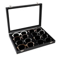 Wudygirl Jewelry and Sunglass Organizer - 8 Slot Storage With Clear Lid, Leather Eyeglasses Display for Women and Men (8 Grid) - style: 8 Grid Jewelry Tray