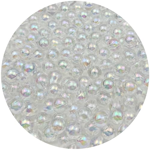 2000 Pcs 4mm Acrylic Round Beads AB Colors Craft Beads Round Spacer Beads with Holes for DIY Craft Making Necklace Bracelet Earring Ornament(19- Transparent White) - color: 19- Transparent White, size: 4MM