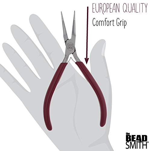 The Beadsmith Long Chain Nose Pliers – 6.25-Inches (160 mm) Jewelry-Making Tool w/Polished Steel Head, PVC Comfort Grip, & Double-Leaf Springs - size: 5.5inches