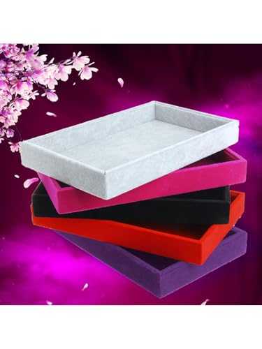Velvet Jewelry Tray, Stackable Design, Drawer Insert, Multi-Compartment Storage, for Necklace Bracelet Ring Watch Organizing (Fuchsia) - color: Fuchsia