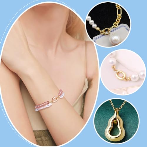 PH PandaHall 2Pcs 925 Sterling Silver Spring Gate Rings, Rose Gold Oval Spring Clasp Connector, Metal Necklace Shortener Jewelry Clasps for Necklace Bracelet Keychain Jewelry Making, 0.39x0.27
