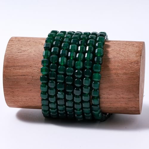Natural Faceted Green Agate Cube Stone Beads 5-5.5mm 60pcs/str Loose Square Semi Gemstone Stone Beads for Making Bracelets Necklace Earrings - color: Green Agate