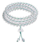 108 Clear Quartz Crystal Beads 8mm Mala Bracelet, Healing Stone Prayer Beads for Meditation Yoga Chakra Balancing - color: Green