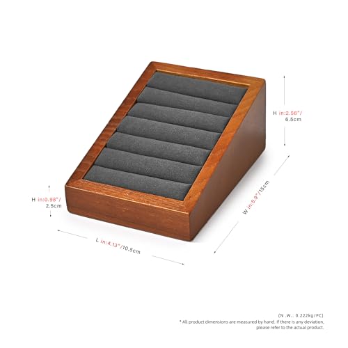 Oirlv Solid Wood Ring Tray Display Stand Slotted Jewelry Ring Showcase Display Jewelry Organizer Jewelry Holder for Trade Showcase(grey) - color: Wood grey