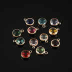Adabele 2 sets Grade A Mixed Birthstone Charm 8mm Crystal Pendant Drop Bead 18K Yellow Gold Plated (24pcs) For DIY Craft Jewelry Making CCP24 - color: Gold, size: 8mm (0.31") - 24pcs