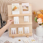 PH PandaHall 3 Tier Wood Earring Card Holder, Retail Jewelry Display Rack Photos Card Display Stand Rack Rustic Earring Display Stand for Displaying Earring Bookmarks Stickers Jewelry Exhibition