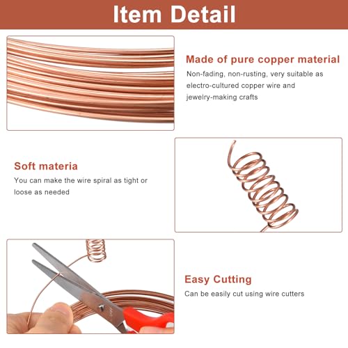 uxcell Soft Copper Wire (22 Gauge, 32.8 FT), 99.9% Pure Bare Copper Wire 0.6mm Solid Craft Wire for DIY Crafting Gardening Decoration (10Meter) - size: 22 Gauge x 32.8 FT