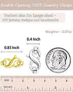 Dailyacc S925 Double Opening Lobster Clasp Sterling Silver and Gold Necklace Bracelet Extender Clasps and Closures for DIY Jewelry - color: Gold & Silver, size: 21mm × 11mm
