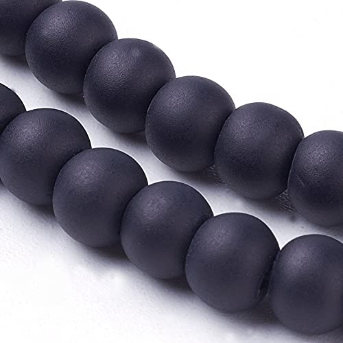 FASHEWELRY 200Pcs Transparent Frosted Glass Bead 4mm Matte Crystal Glass Loose Beads for DIY Jewelry Making (Black) - color: Black