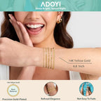 adoyi Gold Bracelets for Women, 14K Gold Plated Stackable Bracelet Stack Set Adjustable Charm Paperclip Chain Cuban Link Layered Waterproof Jewelry Sets Gifts for Womens - color: Gold 6.8 IN General Wrist