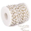 33 Feet Gold Pearl Beads Chains Roll, 5mm Faux Pearls Beaded Gold Plated Brass Cable Link Chain Spool Bulk for Jewelry Making DIY Craft - color: 5.0MM Gold Color