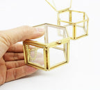 JIARI Glass Jewelry Box Small Gold Hexagonal Decorative Box Ring Earring Display Keepsake Box Case Box for Storage (Small 2 Pack)