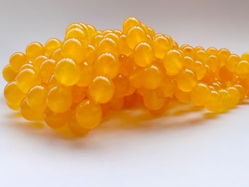 Stone Beads 6mm 140pcs Yellow Chalcedony Beads Round Loose Gemstones Beads for Bracelet Necklace Jewelry Making (6mm, 60632 Yellow Chalcedony) - color: Yellow Chalcedony Beads, size: 6mm