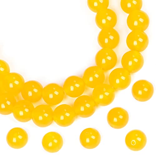 AD Beads Natural Gemstone Round Loose Beads 15" for Bracelet Necklace Earrings Jwelery Making Crafts DIY (4mm, Yellow Jade) - color: Yellow Jade, size: 4mm