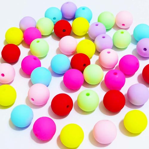 Mixed Lots Colorful Silicone Round Bead DIY Beading Hairband Bracelets Necklace Craft Embelishment (Mixed Colors-Silicone#2) - color: Mixed Colors-Silicone#2